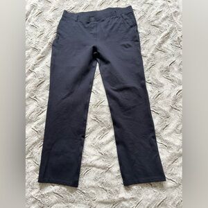 Quince Ultra Stretch Ponte straight leg pant. Size large. Navy color.